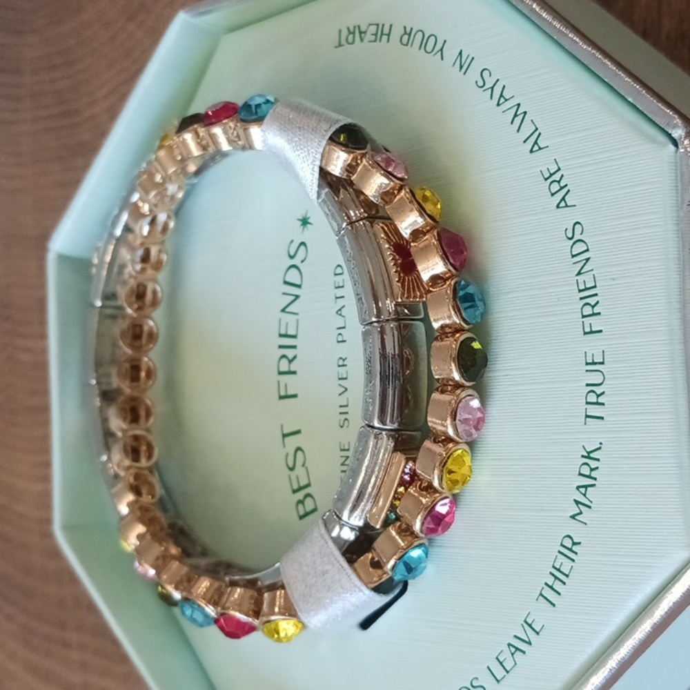 Silver Plated Friendship Bracelet with Multicolor Crystals